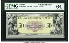 Canada Toronto, ON- Canadian Bank of Commerce $50 2.1.1917 Ch.# 75-16-02-10p Front Proof PMG Choice Uncirculated 64. A beautifully crafted proof is se...