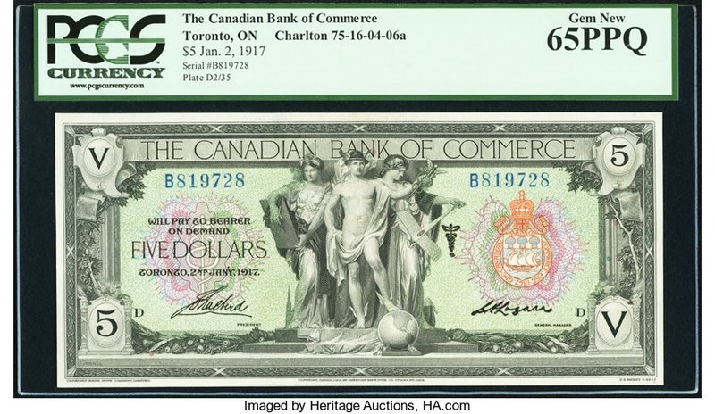 Canada Toronto, ON- Canadian Bank of Commerce $5 2.1.1917 Ch.# 75-16-04-06a PCGS...