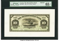 Canada Toronto, ON- Metropolitan Bank $10 5.11.1902 Ch.# 485-10-08FP Face Proof PMG Gem Uncirculated 65 EPQ. No issued notes are known for this Charlt...