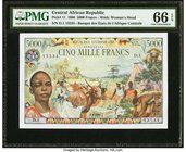 Central African Republic Banque des Etats de l'Afrique Centrale 5000 Francs 1.1.1980 Pick 11 PMG Gem Uncirculated 66 EPQ. This always popular note was...