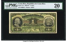 Costa Rica Republica de Costa Rica 1 Colon 5.11.1902 Pick 141 PMG Very Fine 20. This rare, problem-free issued banknote is the first we have offered. ...