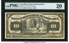 Costa Rica Banco Internacional de Costa Rica 10 Colones 1.11.1914 Pick 161 PMG Very Fine 20. An impressive issued banknote that is seldom, if ever, en...