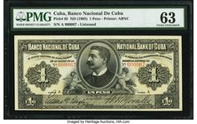 Cuba Banco Nacional de Cuba 1 Peso ND (1905) Pick 65 PMG Choice Uncirculated 63. An incredible offering in more ways than one, this incredibly scarce ...