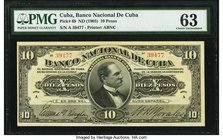Cuba Banco Nacional de Cuba 10 Pesos ND (1905) Pick 68 PMG Choice Uncirculated 63. The highest denomination from this initial series, that ultimately ...