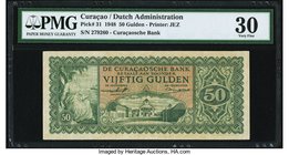 Curacao De Curacaosche Bank 50 Gulden 1948 Pick 31 PMG Very Fine 30. A superb, original example of this rarely seen denomination. Most likely, all den...