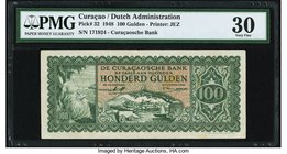 Curacao De Curacaosche Bank 100 Gulden 1948 Pick 32 PMG Very Fine 30. This seldom-seen, high denomination note is missing from many of the most advanc...