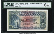 Egypt National Bank of Egypt 1 Pound 19.7.1916 Pick 12sp Specimen Proof PMG Choice Uncirculated 64. An attractive Specimen Proof with the gate of the ...
