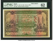 Egypt National Bank of Egypt 100 Pounds 1.3.1921 Pick 17s Specimen PMG Uncirculated 62. A gorgeous Specimen with the first 1921 date from this issue. ...