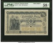 Finland Finlands Bank 100 Markkaa 1898 Pick 7s Uniface Specimen PMG Choice About Unc 58 Net. This beautiful uniface Specimen is one of only a few exam...