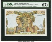 France Banque de France 5000 Francs 10.3.1949 Pick 131a PMG Superb Gem Unc 67 EPQ. A spectacular example holding the highest grade in the PMG populati...