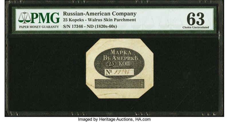 Russia Russian-American Company 25 Kopeks ND (1816-1867) Pick UNL Kardakoff 53.2...