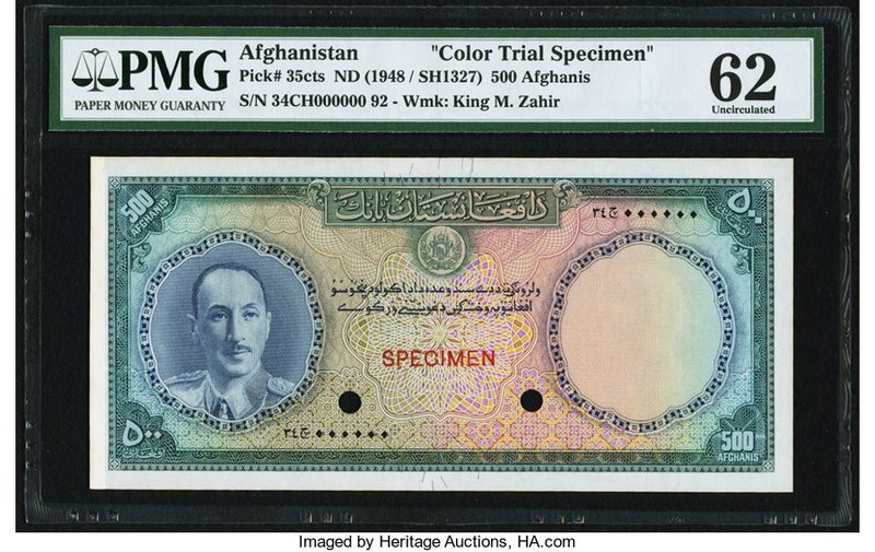 Afghanistan Bank of Afghanistan 500 Afghanis ND (1948) / SH1327 Pick 35cts Color...