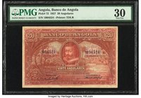 Angola Banco De Angola 20 Angolares 1.6.1927 Pick 72 PMG Very Fine 30. A pleasing example of the lowest denomination from the scarce first issue of th...
