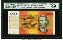 Australia Commonwealth of Australia Reserve Bank 20 Dollars ND (1968) Pick 41c* R403 Replacement PMG Very Fine 25. A scarce, seldom seen Replacement, ...