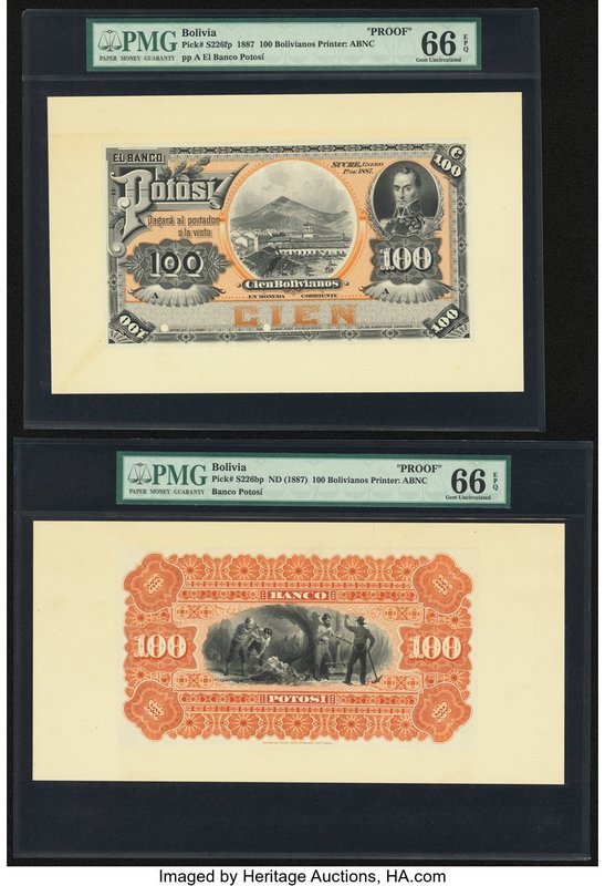 Bolivia Banco Potosi 100 Bolivianos 1887 Pick S226fp; S226bp Front And Back Proo...