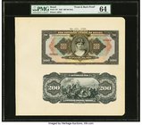 Brazil Caixa de Estabilizacao 200 Mil Reis 1926 Pick 107p Front and Back Proofs PMG Choice Uncirculated 64. This handsome denomination is desirable in...