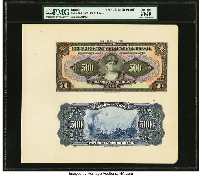 Brazil Caixa de Estabilizacao 500 Mil Reis 1.12.1926 Pick 108 Front And Back Pro...