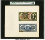 Brazil Banco do Brasil 20 Mil Reis 1923 Pick 116p; 117p Two Front and Back Proof Sets PMG About Uncirculated 55; Choice Uncirculated 63. A lovely date...