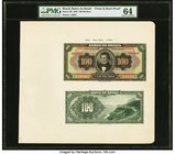 Brazil Banco do Brasil 100; 200 Mil Reis 8.1.1923 Pick 120; 121 Two Front And Back Proof Sets PMG Choice Uncirculated 64; Choice About Unc 58. Two lov...