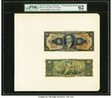 Brazil Tesouro Nacional Group Lot of Three PMG Graded Proofs. 10 Cruzeiros ND (1943) Pick 135p Front and Back Proofs PMG Uncirculated 62, stains; 20 C...