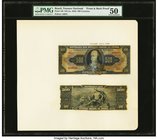 Brazil Tesouro Nacional 500 Cruzeiros ND (1943) Pick 140fp; 140bp Front And Back Proofs PMG About Uncirculated 50. A splendid set of front and back pr...