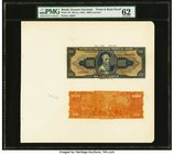 Brazil Tesouro Nacional 1000 Cruzeiros ND (1943) Pick 141 Front and Back Proof PMG Uncirculated 62. An interesting 20th century matted pair of uniface...