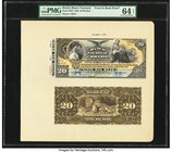 Brazil Banco Do Brazil 20 Mil Reis ND (1890) Pick S532 Front and Back Proofs PMG Choice Uncirculated 64 EPQ. A duo of charming Front and Back Proofs m...