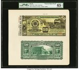Brazil Banco Emissor do Norte 50 Mil Reis 1890 Pick S578 Front and Back Proof PMG Gem Uncirculated 65 EPQ. A lovely pair of Front and Back Proofs prin...