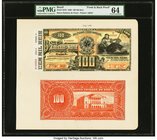 Brazil Banco Emissor do Norte 100 Mil Reis 8.3.1890 Pick S579p Front and Back Proofs PMG Choice Uncirculated 64. This handsome, large format type is s...