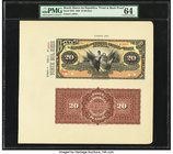 Brazil Banco da Republica dos Estados Unidos 20 Mil Reis 1890 Pick S642 Front and Back Proofs PMG Choice Uncirculated 64. A pair of Front and Back Pro...