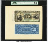 Brazil Banco da Republica dos Estados Unidos 50 Mil Reis 1890 Pick S647 Front and Back Proofs PMG Choice Uncirculated 64. Two Proofs printed by ABNC m...
