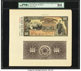 Brazil Banco da Republica dos Estados Unidos 100 Mil Reis 1890 Pick S648 Front and Back Proofs PMG Choice Uncirculated 64. Rio Janeiro is stated as th...