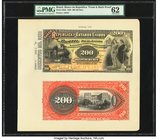 Brazil Banco da Republica dos Estados Unidos 200 Mil Reis 1890 Pick S649 Front and Back Proofs PMG Uncirculated 62. Sensational images are seen on the...