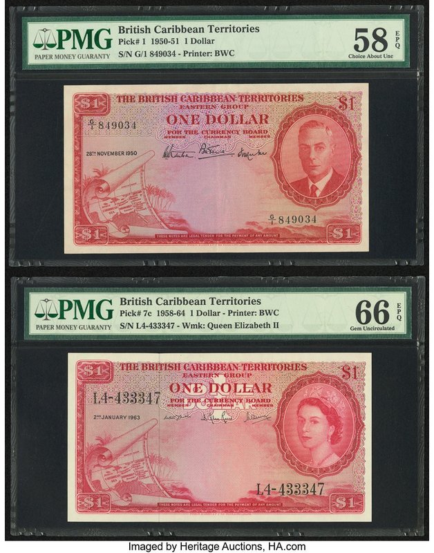 British Caribbean Territories Currency Board 1 Dollar 28.11.1950; 2.1.1963 Pick ...