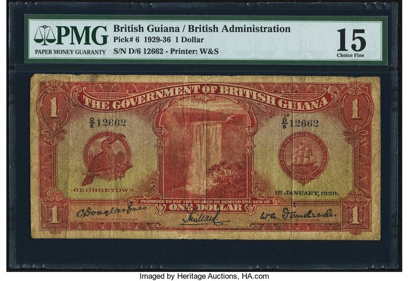 British Guiana Government of British Guiana 1 Dollar 1.1.1929 Pick 6 PMG Choice ...