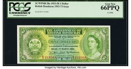 British Honduras Government of British Honduras 1 Dollar 1.3.1956 Pick 28a PCGS Gem New 66 PPQ. A young Queen Elizabeth II is pictured on this Gem exa...