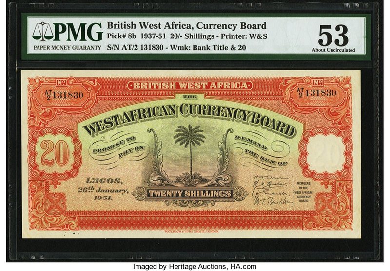 British West Africa West African Currency Board 20 Shillings 26.1.1951 Pick 8b P...