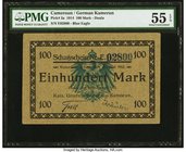 Cameroon Kaiserliches Gouvernement 100 Mark 12.8.1914 Pick 3a PMG About Uncirculated 55 EPQ. A scarce, short-lived series, and desirable in completely...
