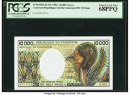 Cameroon Banque des Etats de l'Afrique Centrale 10,000 Francs ND (1981) Pick 20 PCGS Superb Gem New 68PPQ. A lofty graded highest denomination issue f...