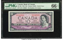 Canada Bank of Canada $10 1954 BC-32b Devil's Face PMG Gem Uncirculated 66 EPQ. An always popular type, desirable with such precise centering that is ...