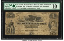 Canada Bend of Petticodiac, NB- Westmorland Bank of New Brunswick $1 1.5.1856 Ch.# 800-10-08 PMG Very Good 10. A circulated yet still attractive examp...