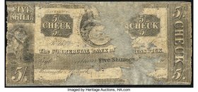 Canada Miramichi, NB- Commercial Bank of New Brunswick 5 Shillings 4.12.1837 Ch.# 180-12-02 Fair. A surviving example from the extremely scarce Mirami...