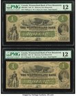 Canada Moncton, NB- Westmorland Bank of New Brunswick $1 1.8.1861 Ch.# 800-12-02a PMG Fine 12 (2). A pair of moderately circulated 1 Dollar notes from...