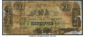 Canada St. John, NB- Bank of New Brunswick $1 1868 Ch.# 515-14-10 About Good. A rare and surviving issue that is missing from many collections. Seldom...