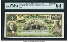 Canada St. John, NB- Bank of New Brunswick $5 1.10.1902 Ch.#515-16-03P Uniface Proof PMG Choice Uncirculated 64. A beautiful and problem-free uniface ...