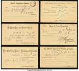 A Half Dozen 19th Century Dated Bank Correspondence Post Cards from New Brunswick in Canada, About Uncirculated or Better. A well preserved group of s...