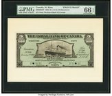 Canada Basseterre, St. Kitts- Royal Bank of Canada $5 2.1.1920 Ch.# 630-58-02fp; Ch.# 630-58-02bp Front and Back Proofs PMG Gem Uncirculated 66 EPQ (2...