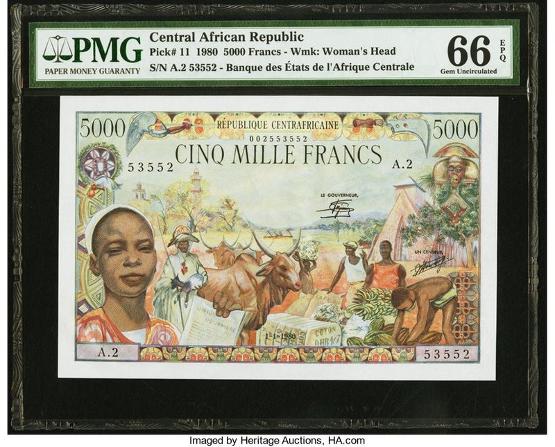 Central African Republic Banque Des Etats De L'Afrique Centrale 5000 Francs 1.1....