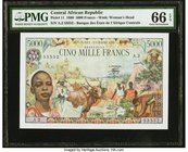 Central African Republic Banque Des Etats De L'Afrique Centrale 5000 Francs 1.1.1980 Pick 11 PMG Gem Uncirculated 66 EPQ. An always popular, visually ...
