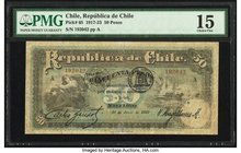 Chile Republica de Chile 50 Pesos 10.6.1920 Pick 65 PMG Choice Fine 15. An elusive variety, with this being the sole graded example on the PMG Populat...